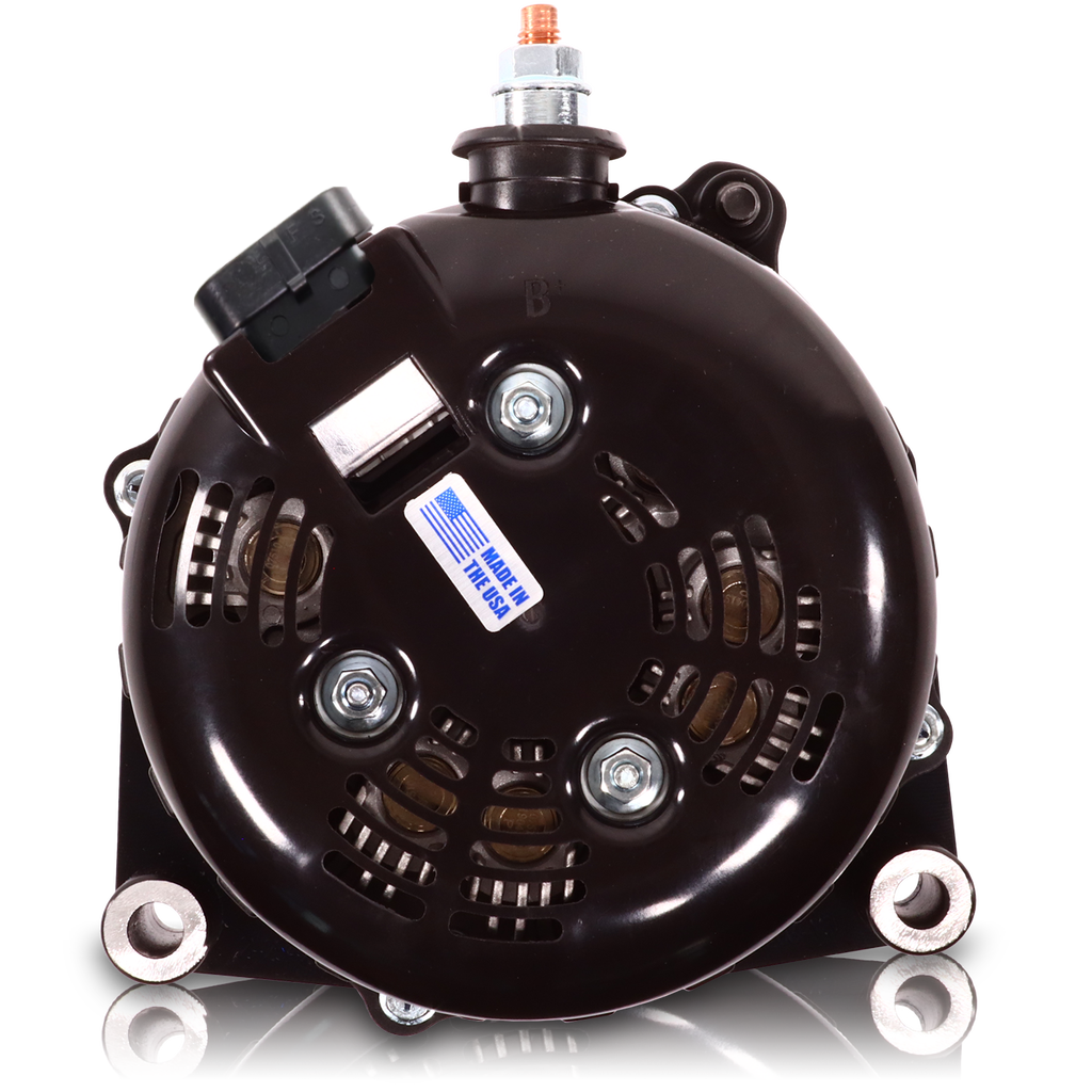 400A large case BILLET hairpin alternator for 2001-2007 GM truck 6.6l Diesel - side output stud - Black