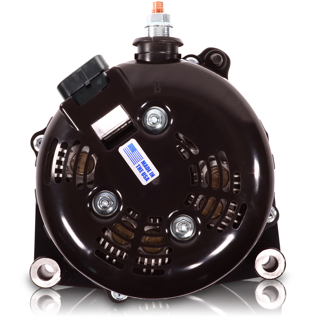 High Output 400A large case BILLET alternator for 2001-2007 GM truck 6.6l Diesel - side output stud - Dark Blue | B11348400DB | in Signature 400's | Brand Mechman