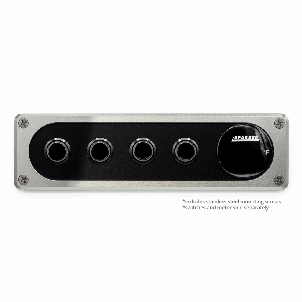 Silver Single DIN Aluminum Switch and Voltmeter Panel No Labels