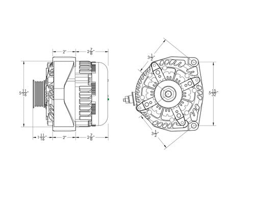 250A large case hairpin alternator for 2001-2007 GM full size truck 6.6l Diesel - side output stud