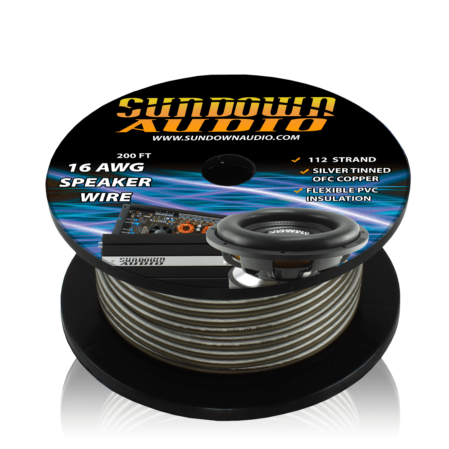 16 Gauge Silver/Black 200' Tinned OFC Oxygen Free Copper Speaker Wire