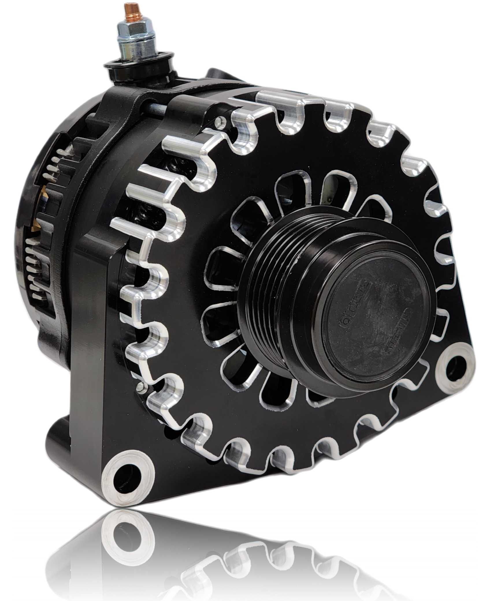 250 Amp Billet Racing Alternator for C7 Corvette - Black Anodized | B11794250B | in 2014-2019 | Brand Mechman