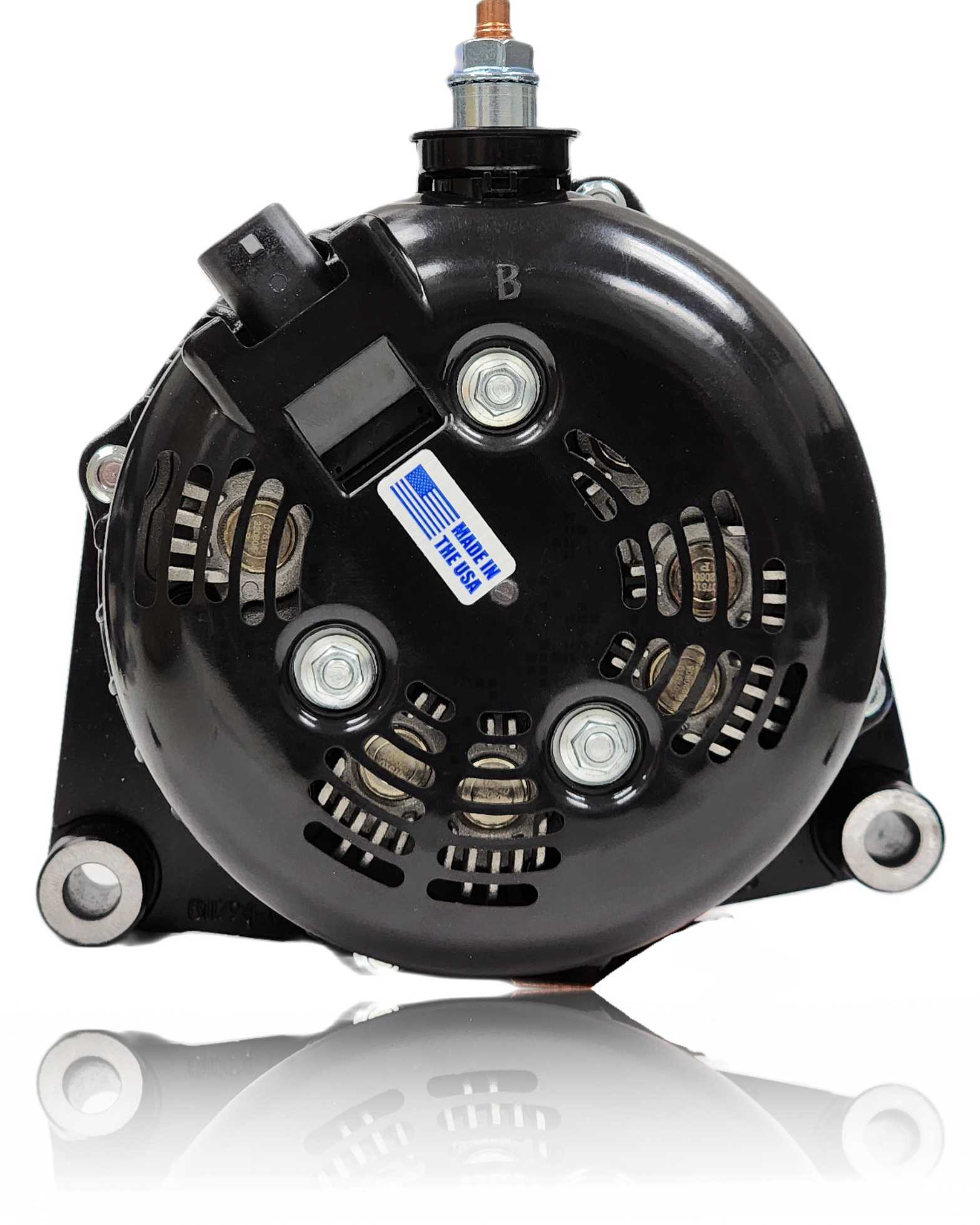 250 Amp Billet Racing Alternator for C7 Corvette - Black Anodized | B11794250B | in 2014-2019 | Brand Mechman
