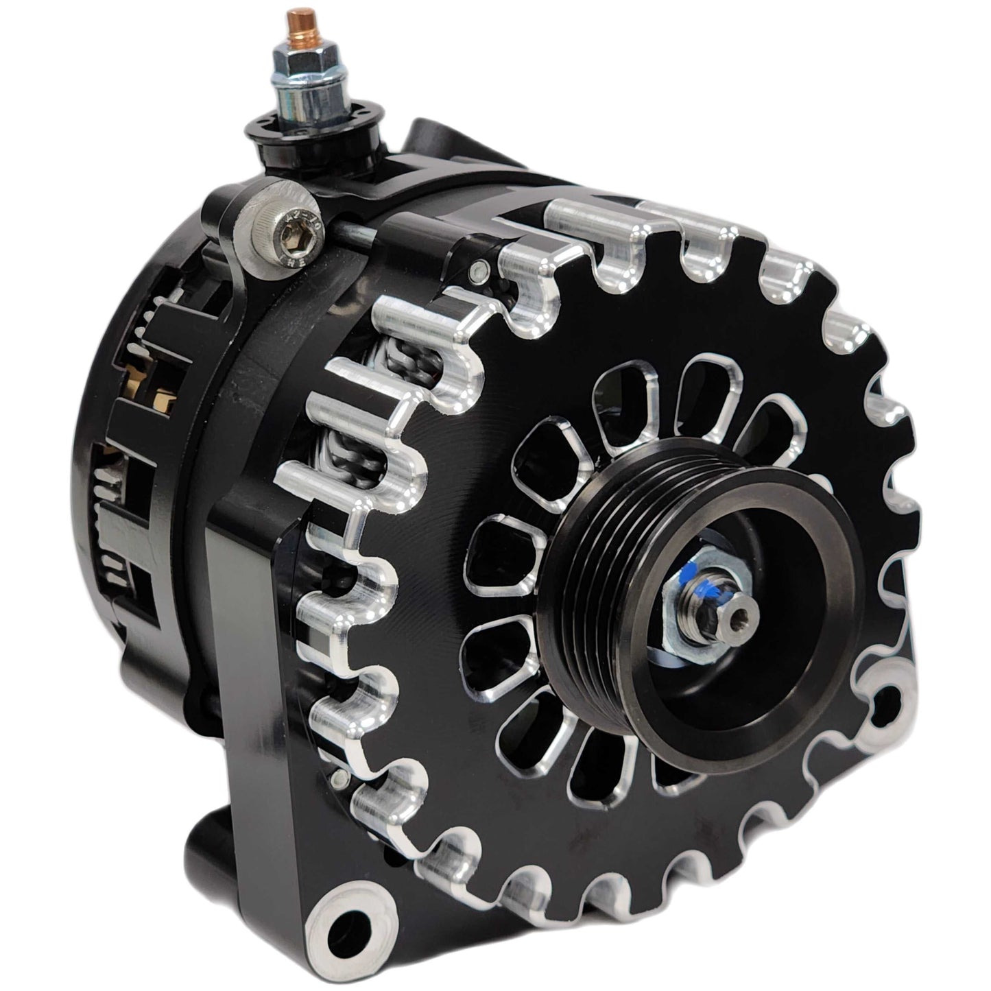 250 Amp Black Billet High Output Alternator for GM 2 pin WITH RVC Bypass | B14019250B | in 2005 - 2009 | Brand Mechman