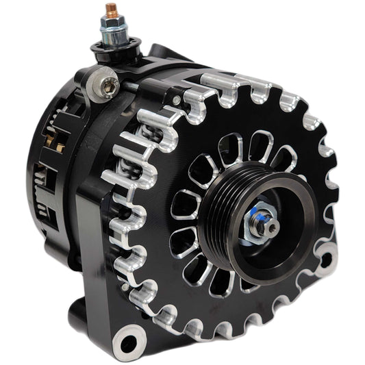 250 Amp Black Billet High Output Alternator for GM 2 pin WITH RVC Bypass | B14019250B | in 2005 - 2009 | Brand Mechman
