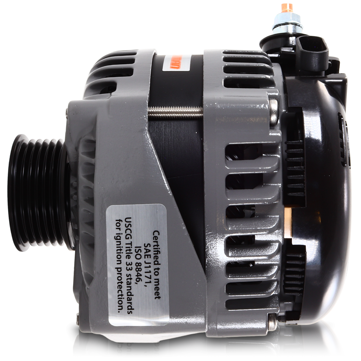250 amp Large Case H.O. Marine alternator for late model GM LS engines | M8206250 | in Marine Applications | Brand Mechman