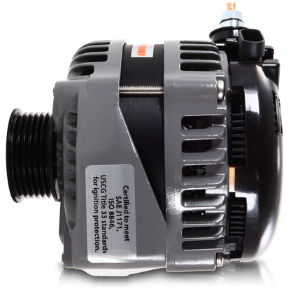 250 amp Large Case H.O. Marine alternator for late model GM LS engines | M8206250 | in Marine Applications | Brand Mechman