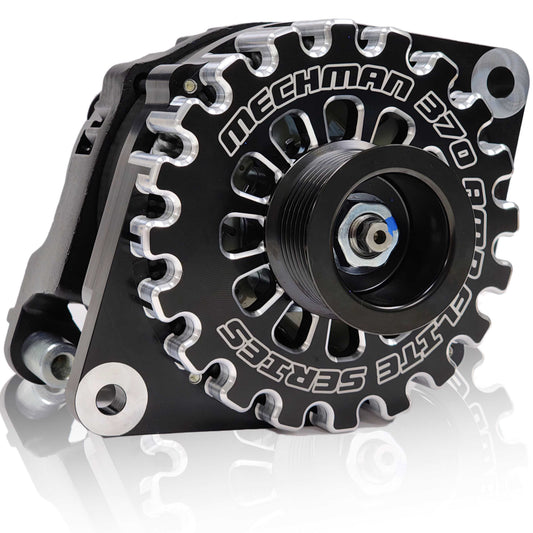 370-amp Billet Elite Series Large Case alternator for early 5.9L Cummins - 1 Wire Turn On | B13302370B-1 | in 12v Cummins | Brand Mechman