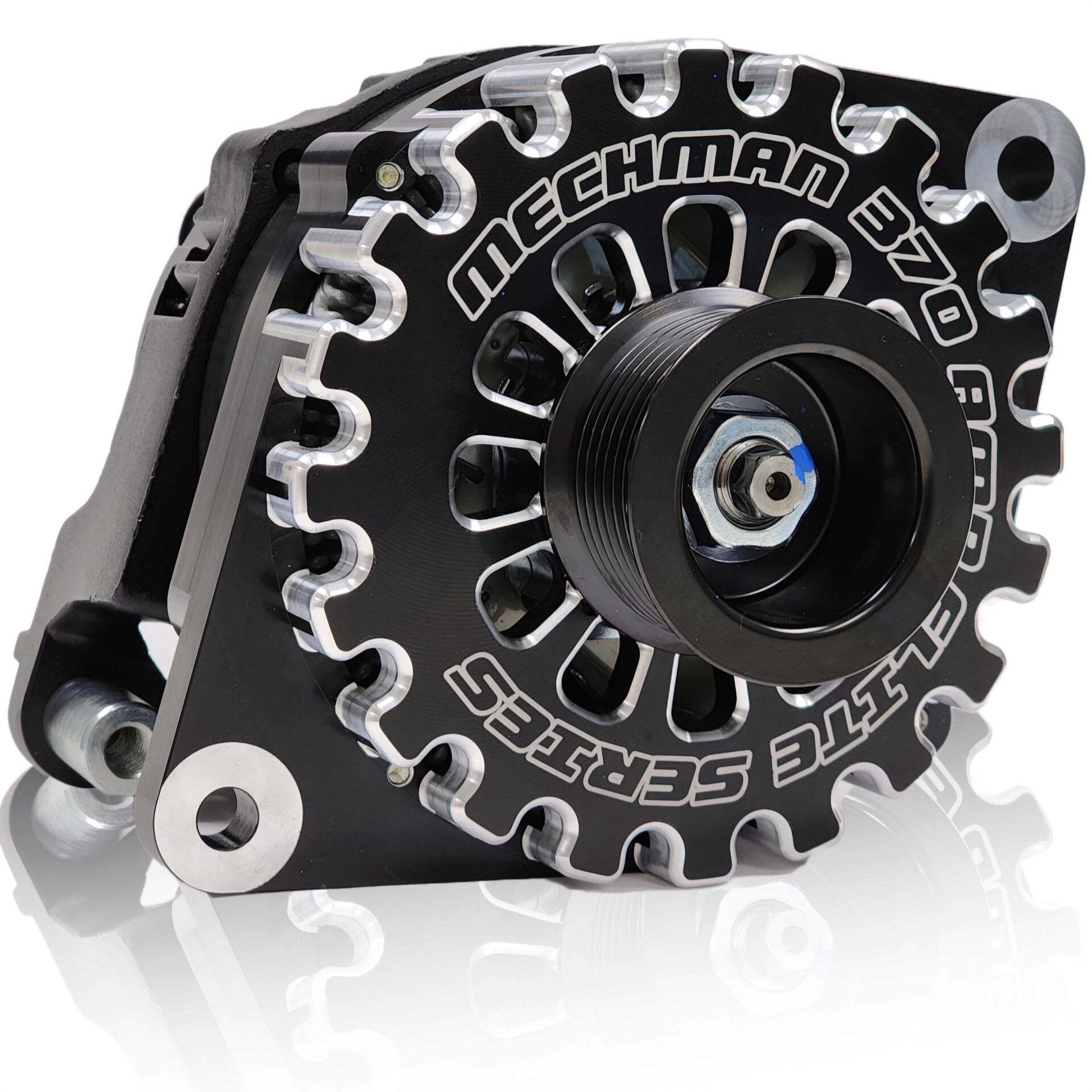 370-amp Billet Elite Series Large Case alternator for early 5.9L Cummins | B13302370B | in 1988 - 2002 | Brand Mechman