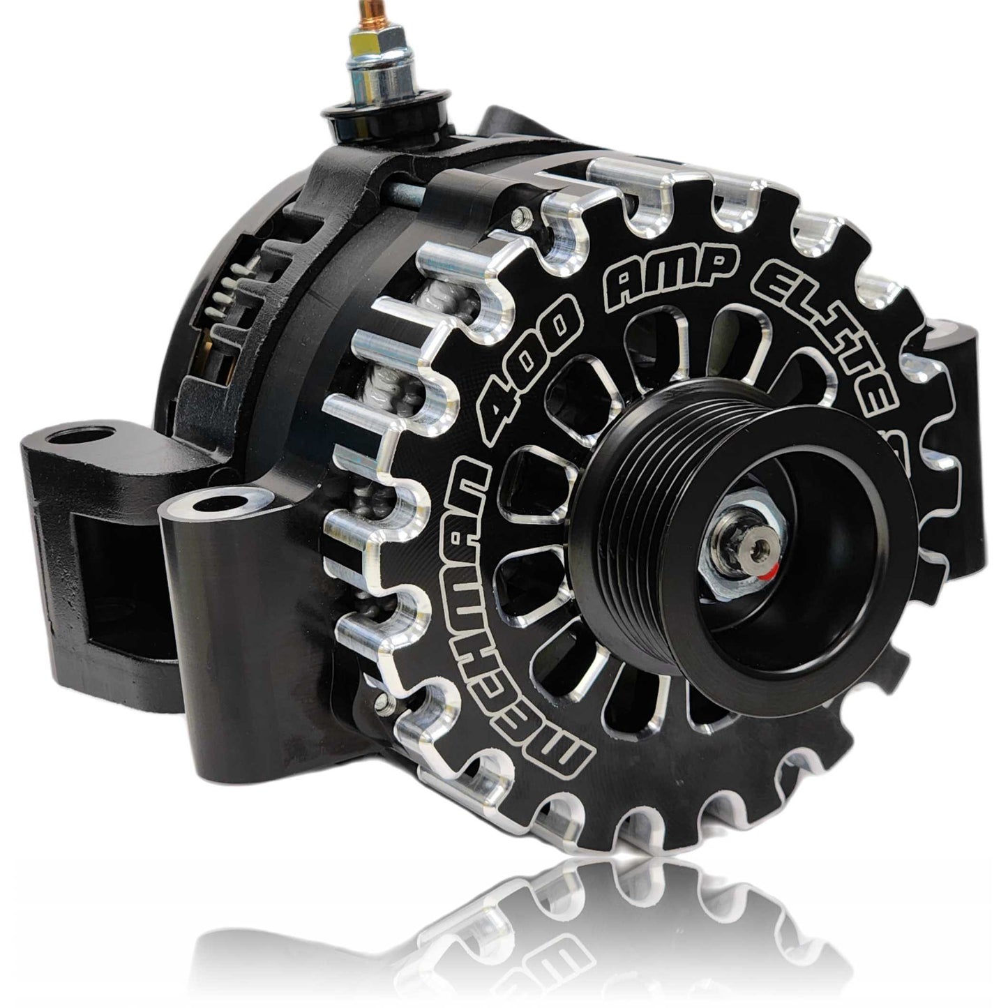 400 Amp Billet Elite series alternator for early Powerstroke Ford | B7768400B | in 1997-1998 | Brand Mechman