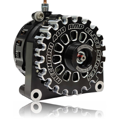 400 Amp Black Billet High Output Alternator for GM Truck / SUV with OEM STRETCH BELT | B11785400B | in 2019 - 2023 | Brand Mechman