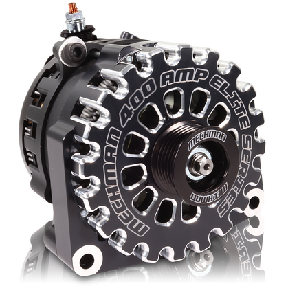 400A large case BILLET hairpin alternator for 2001-2007 GM truck 6.6l Diesel - side output stud - Black