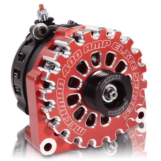 400A large case BILLET hairpin alternator for 2001-2007 GM truck 6.6l Diesel - side output stud - RED