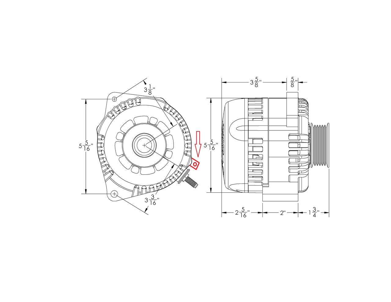 S Series 240A racing alt - replaces L mount CS130 - Machined