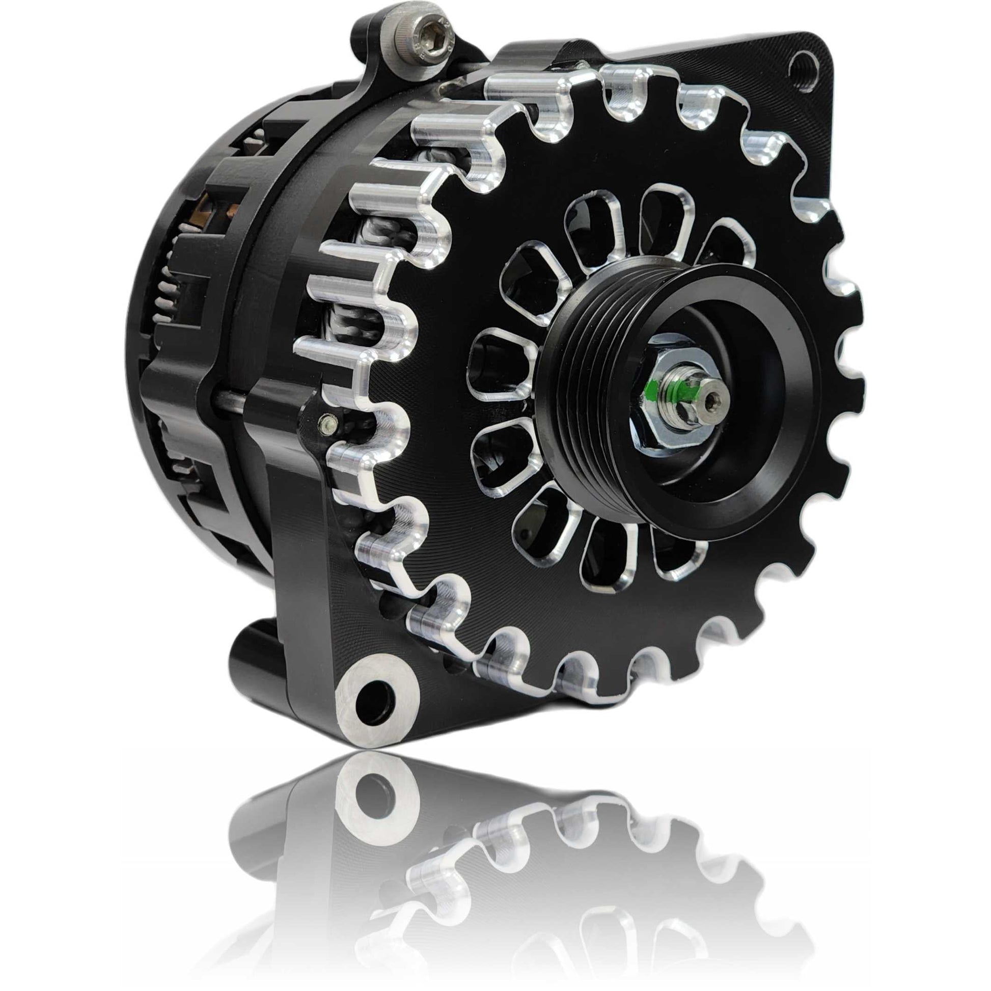 E Series Billet 250A alt - Fits 6/12 CS144 - BLACK finish | B7864250B | in 1986 - 1991 | Brand Mechman
