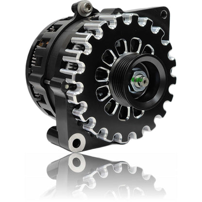 E Series Billet 250A alt - Fits 6/12 CS144 - BLACK finish | B7864250B | in 1986 - 1991 | Brand Mechman
