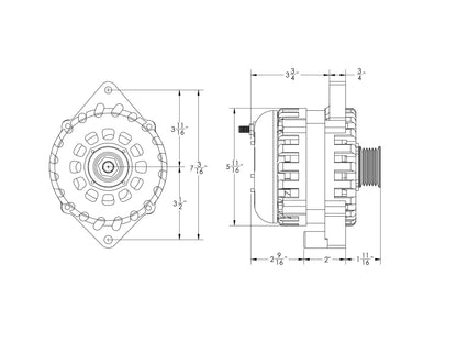 E Series Billet 250A alt - Fits 6/12 CS144 - BLACK finish | B7864250B | in 1986 - 1991 | Brand Mechman