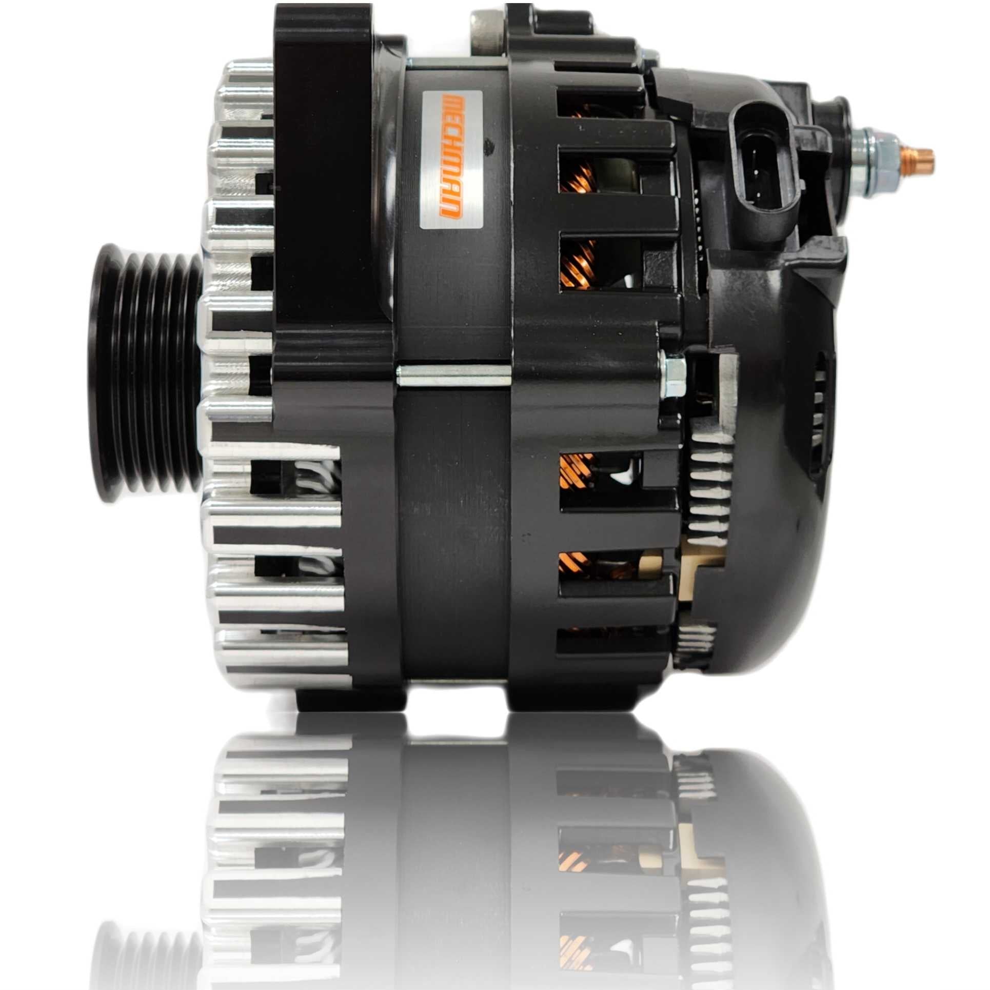 E Series Billet 250A alt - Fits 6/12 CS144 - BLACK finish | B7864250B | in 1986 - 1991 | Brand Mechman