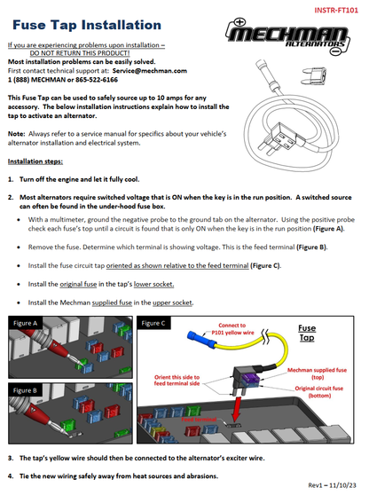 FT101 MINI Fuse Tap (Includes 2-amp fuse and 4' wire extension) | FT101 | in Standard plugs & harnesses | Brand Mechman