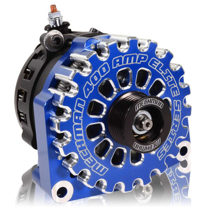 High Output 400A large case BILLET alternator for 2001-2007 GM truck 6.6l Diesel - side output stud - Dark Blue | B11348400DB | in Signature 400's | Brand Mechman