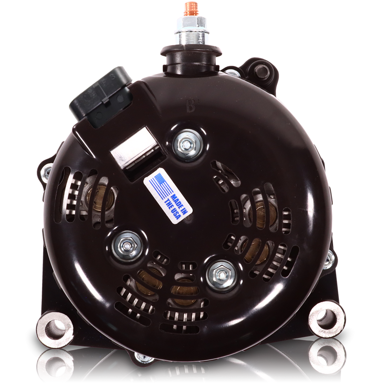 High Output 400A large case BILLET alternator for 2001-2007 GM truck 6.6l Diesel - side output stud - GOLD | B11348400GO | in Signature 400's | Brand Mechman