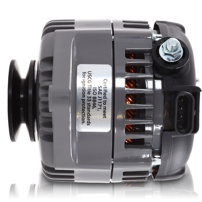 Marine 170 amp high output alternator for Ski / Wake Board Boats with 12SI 6.61 inch bolt pattern - V-Belt Pulley