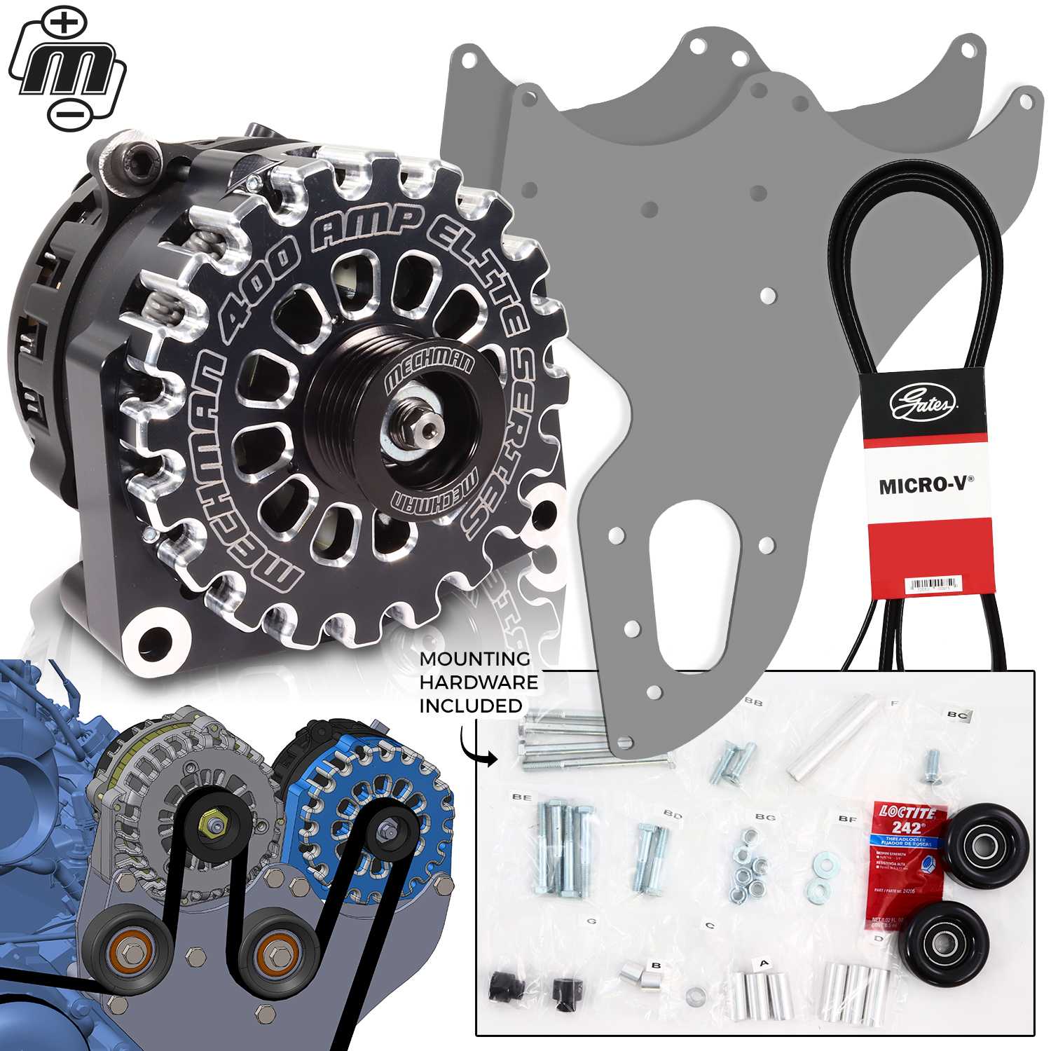 Mechman 400 Amp Black Dual Alternator Kit for 1999 - 2013 GM Trucks | D202 | in Dual Alternator Kits | Brand Mechman