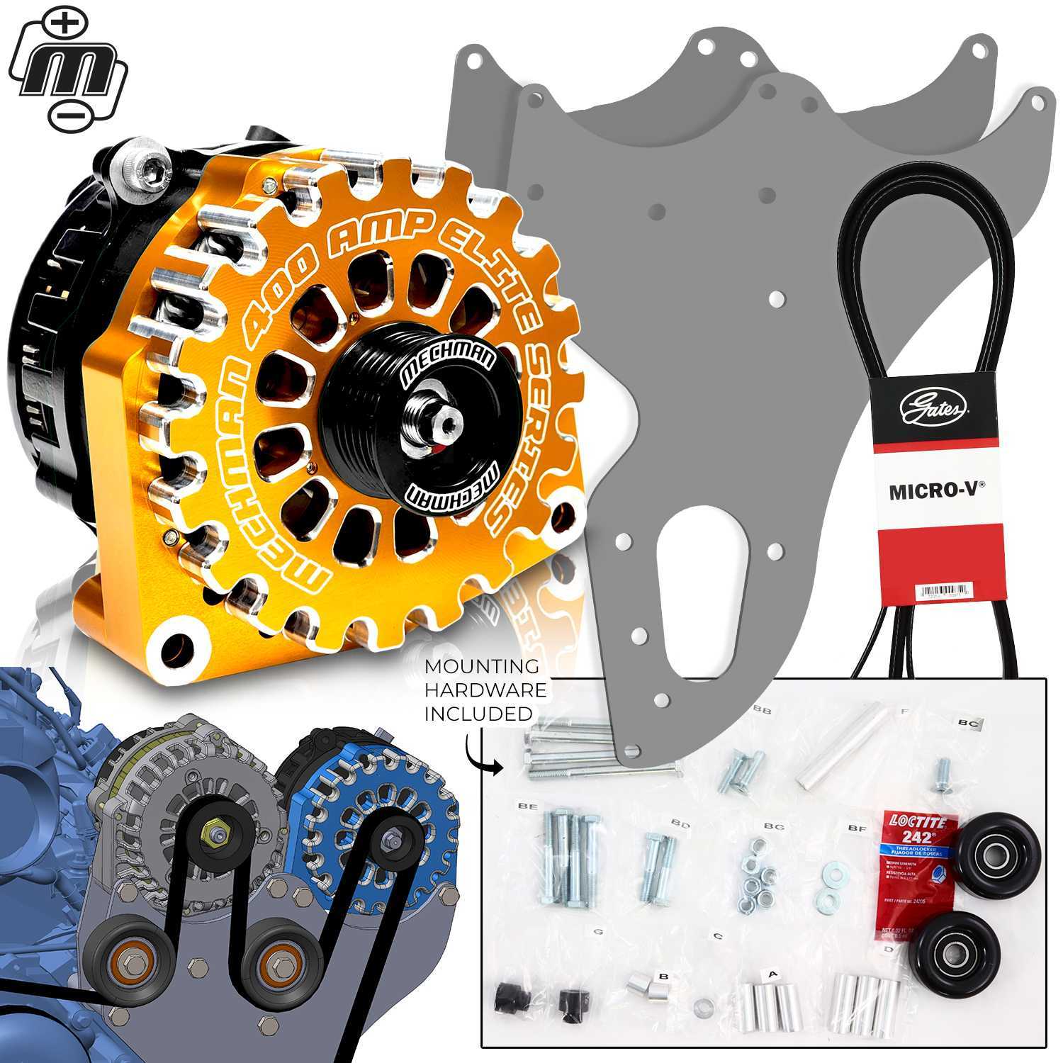 Mechman 400 Amp Orange Dual Alternator Kit for 1999 - 2013 GM Trucks | D202OR | in Dual Alternator Kits | Brand Mechman