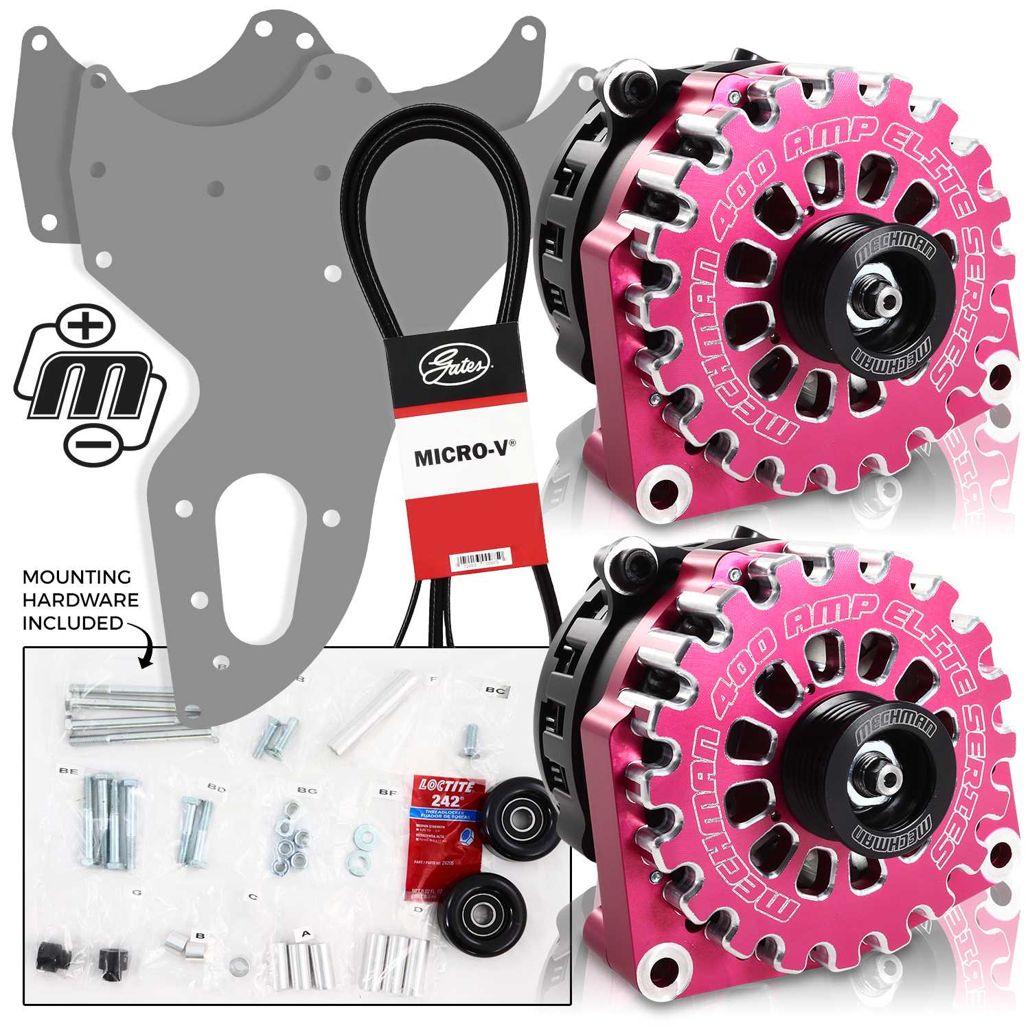 Mechman 800 Amp Pink Dual Alternator Kit for 1999 - 2004 GM Trucks | D201PI | in Dual Alternator Kits | Brand Mechman