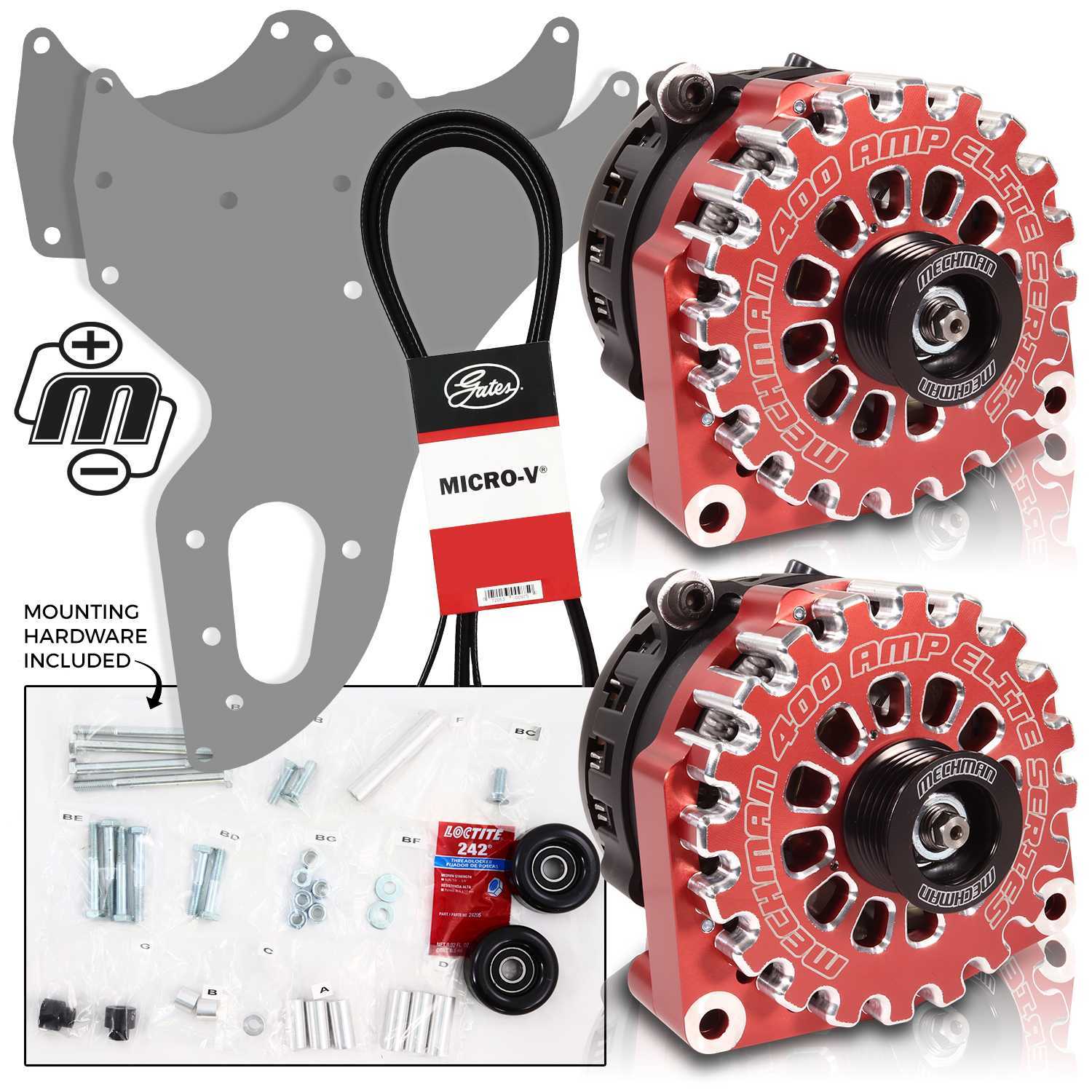Mechman 800 Amp Red Dual Alternator Kit for 1999 - 2004 GM Trucks | D201RD | in Dual Alternator Kits | Brand Mechman