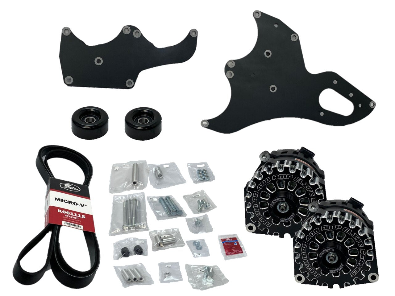 Dual Bracket Black 05-13 GM Trucks w/4.8L, 5.3L, 6.0L & 6.2L (Includes 1 x B8302370B & 1 x B8206400B)