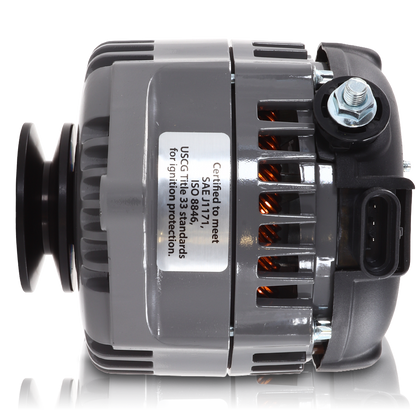 REVERSE ROTATION Marine 170-amp high output alternator for Ski / Wake Board Boats with 12SI 6.61 inch bolt pattern - V-Belt Pulley | M7127170-R | in Marine Applications | Brand Mechman