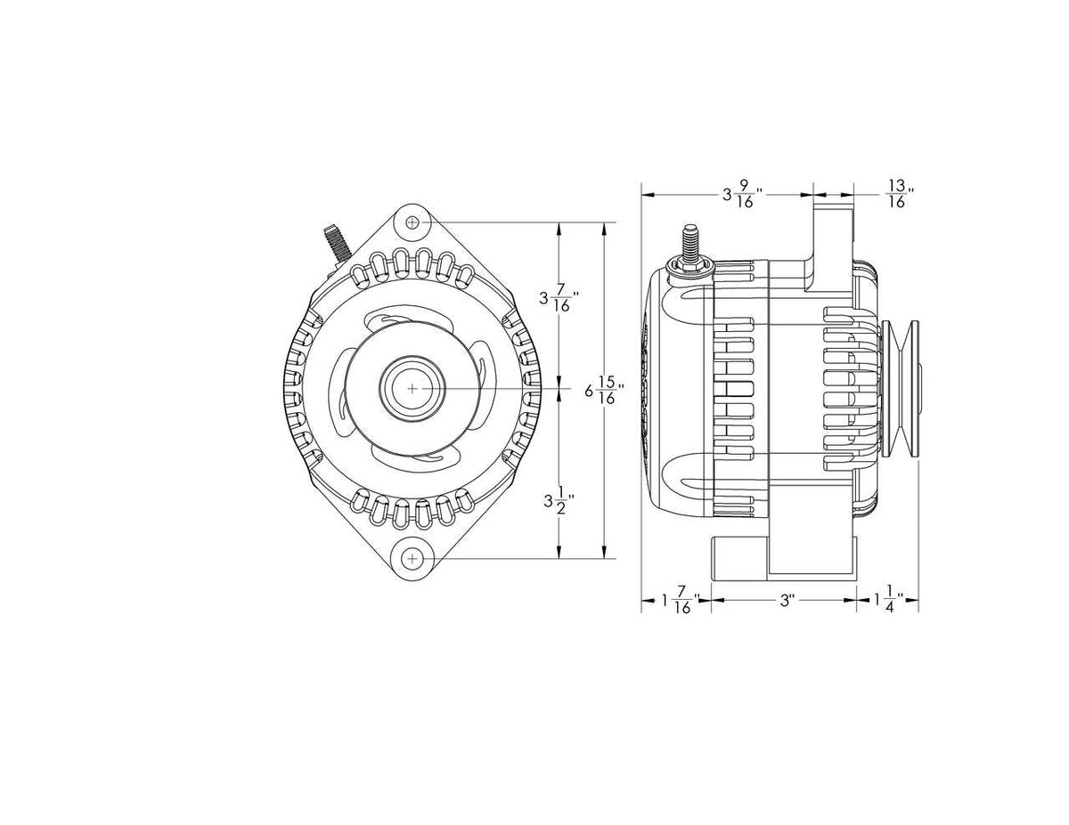 S Series Billet 240a racing alt - Early Ford - Black | B7058240B | in All Except FE Engines | Brand Mechman