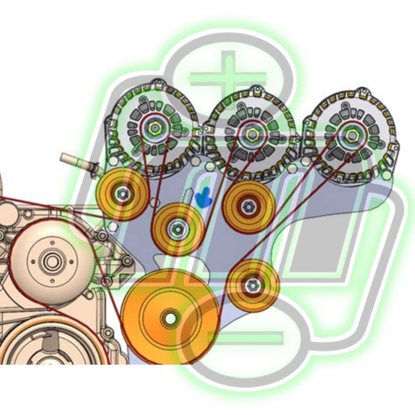 Triple Bracket late 99-13 GM Trucks w/4.8L, 5.3L, 6.0L & 6.2 | D300 | in 99-13 GM Trucks --- TRIPLE KIT ONLY --- | Brand Mechman