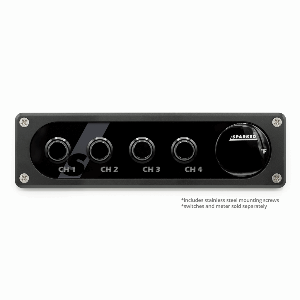 Black Single DIN Aluminum Switch and Voltmeter Panel