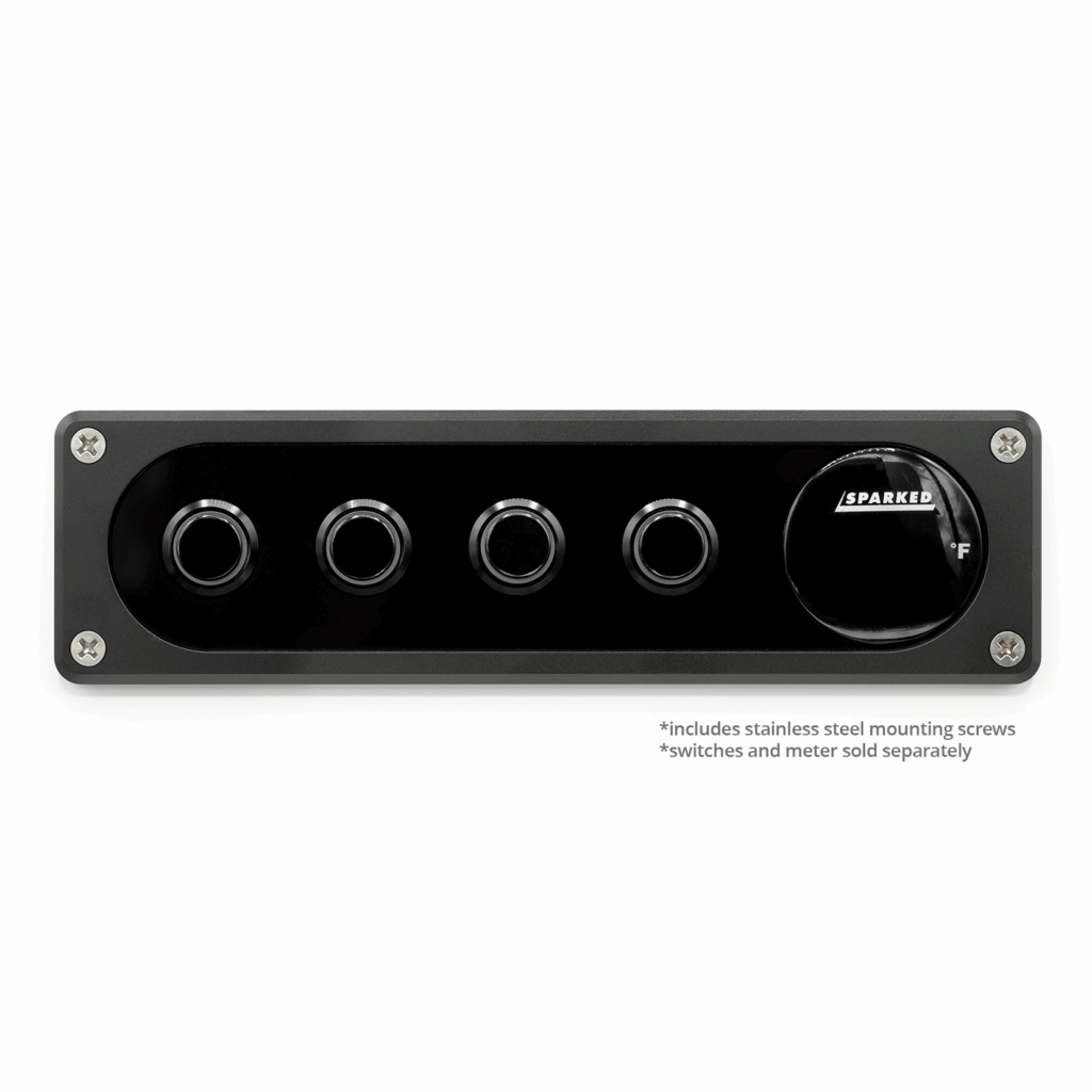 Black Single DIN Aluminum Switch And Voltmeter Panel - No Labels