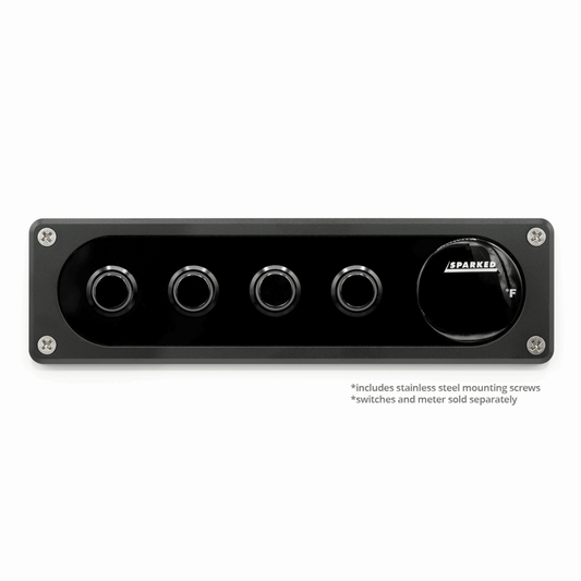 Black Single DIN Aluminum Switch And Voltmeter Panel - No Labels