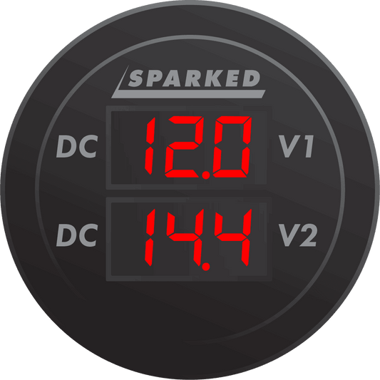 Dual Battery Voltmeter Monitor 12VDC for Main and AUX Battery - Red