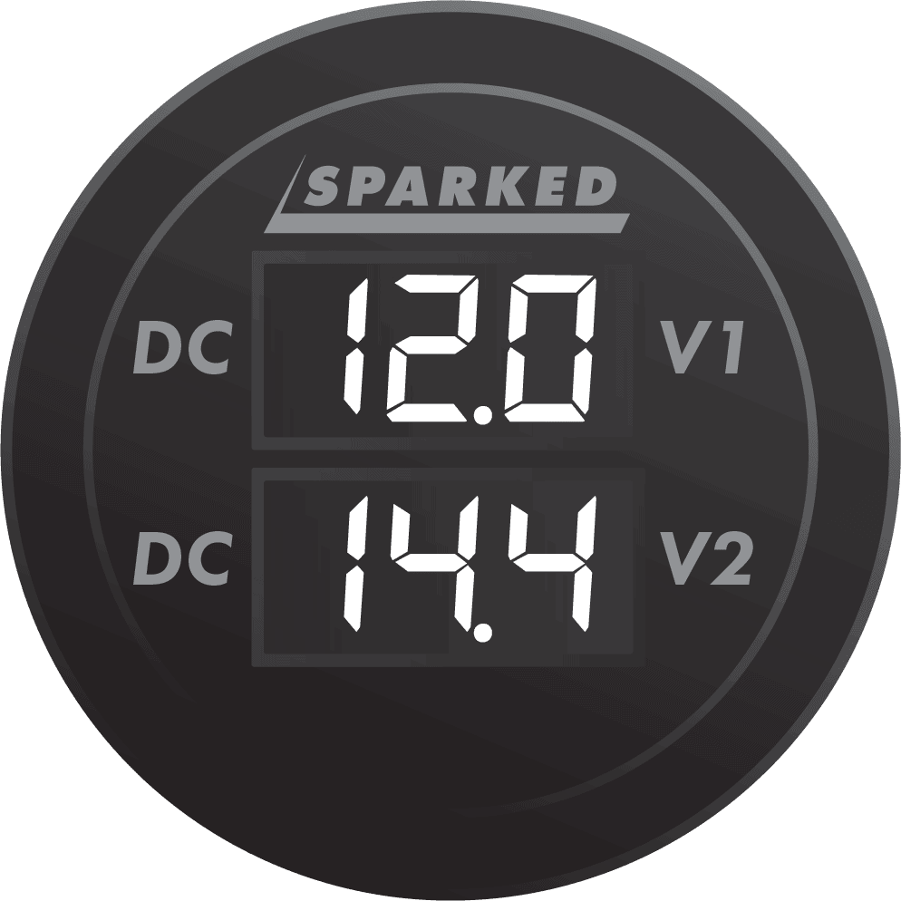 Dual Battery Voltmeter Monitor 12VDC for Main and AUX Battery - White