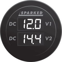 Dual Battery Voltmeter Monitor 12VDC for Main and AUX Battery - White
