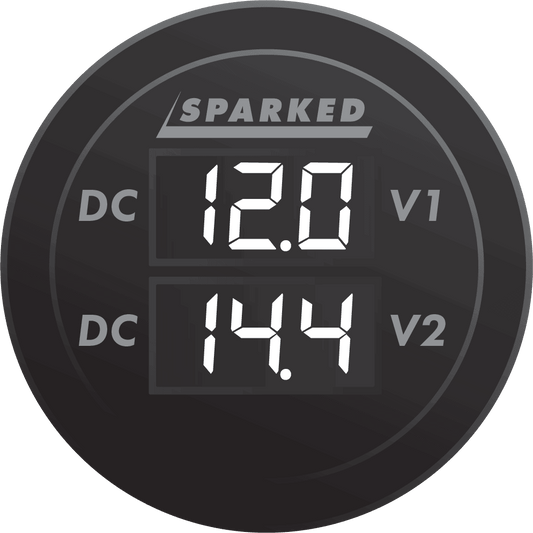 Dual Battery Voltmeter Monitor 12VDC for Main and AUX Battery - White