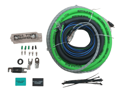 Full Tilt Audio 1/0 AWG OFC Amplifier Wire Kits - Lime Green/Black
