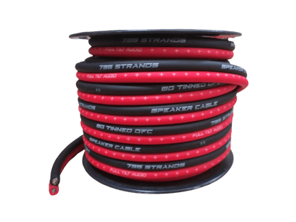 Full Tilt Audio 50' 8 AWG 100% OFC Speaker Wire - White/Black