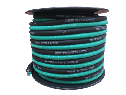 Full Tilt Audio 50' 8 AWG 100% OFC Speaker Wire - Lime Green/Black