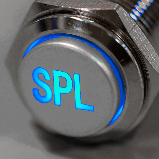 Latching Aluminum SPL Plain Font 12V Pushbutton Switch SPDT - Blue