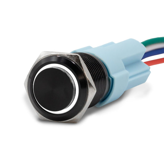 Waterproof 16mm Latching Black Halo Ring 12V Push Button Switch SPDT 4 Pack - White