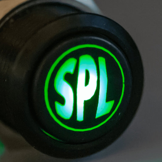 Latching Black SPL 12V Push Button Switch SPDT Two Pack - Green