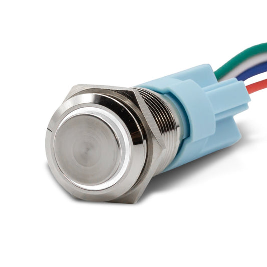 Momentary Aluminum Halo Ring 12V Push Button Switch SPDT Two Pack - White