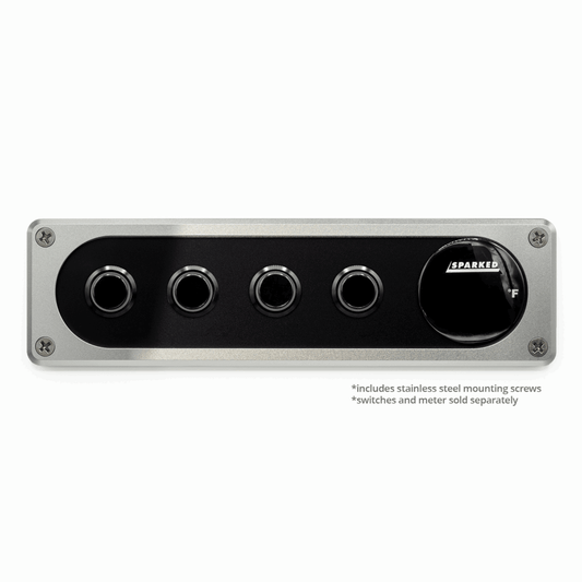 Silver Single DIN Aluminum Switch and Voltmeter Panel No Labels