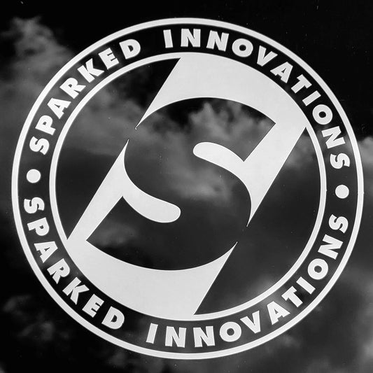 Sparked Innovations white vinyl transfer sticker decal circle logo
